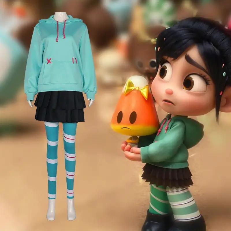 Anime Vanellope von Cos Schweetz Cosplay Costume Wreck It Cos Ralph Suit Pants Halloween Outfits Clothes for Women Men Party by eprolo