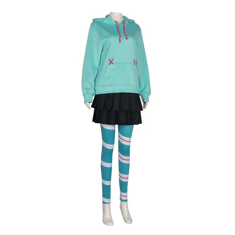Anime Vanellope von Cos Schweetz Cosplay Costume Wreck It Cos Ralph Suit Pants Halloween Outfits Clothes for Women Men Party by eprolo