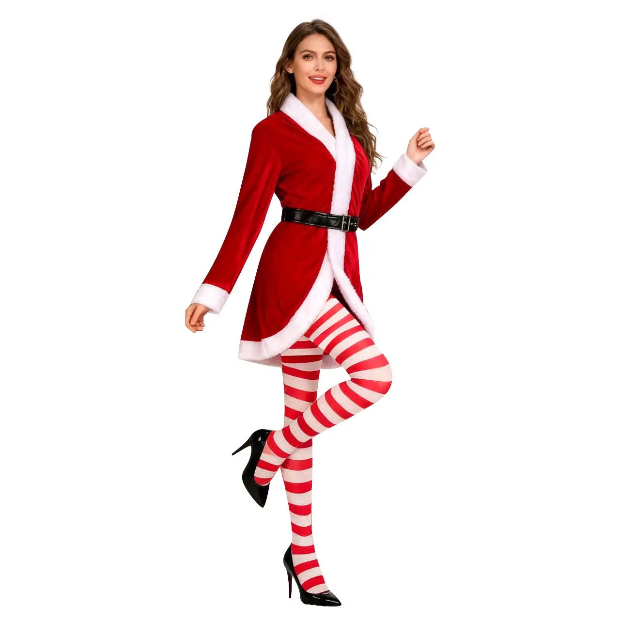 Mid-century Christmas Costume Party Theme Christmas Outfit Red Velvet Set COS Stage Performance Wear by eprolo
