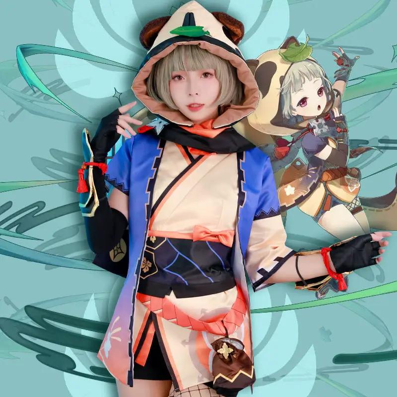 Genshin Impact Naolizhiracoon dog early pomelo cos suit tail hat accessories anime show suit game cosplay suit woman by eprolo