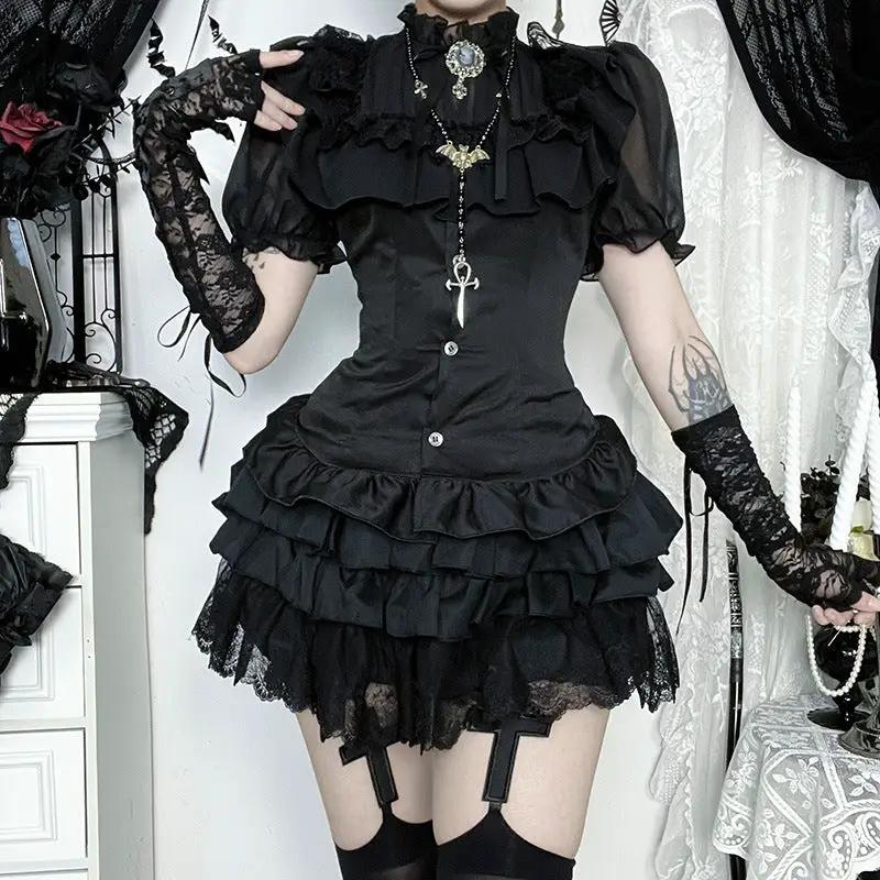 Gorgeous Gothic shirt versatile dark style cos pure desire high-end short top by eprolo