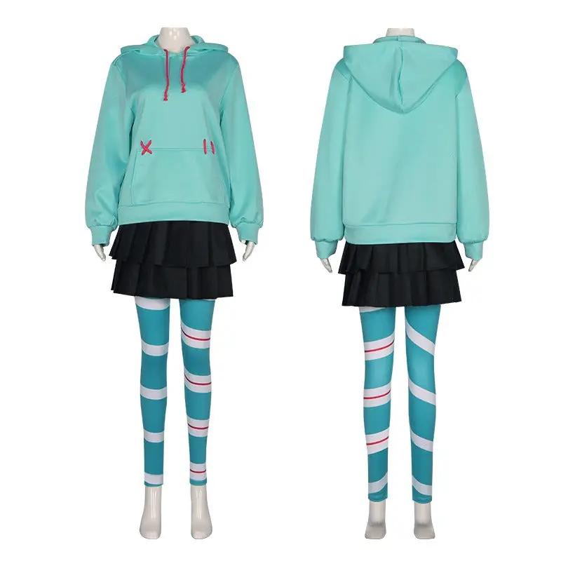 Anime Vanellope von Cos Schweetz Cosplay Costume Wreck It Cos Ralph Suit Pants Halloween Outfits Clothes for Women Men Party by eprolo