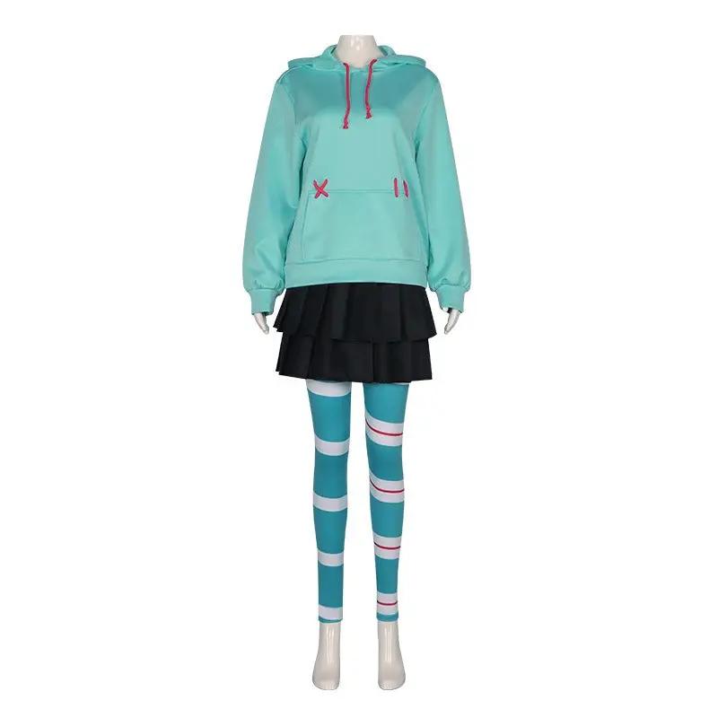 Anime Vanellope von Cos Schweetz Cosplay Costume Wreck It Cos Ralph Suit Pants Halloween Outfits Clothes for Women Men Party by eprolo