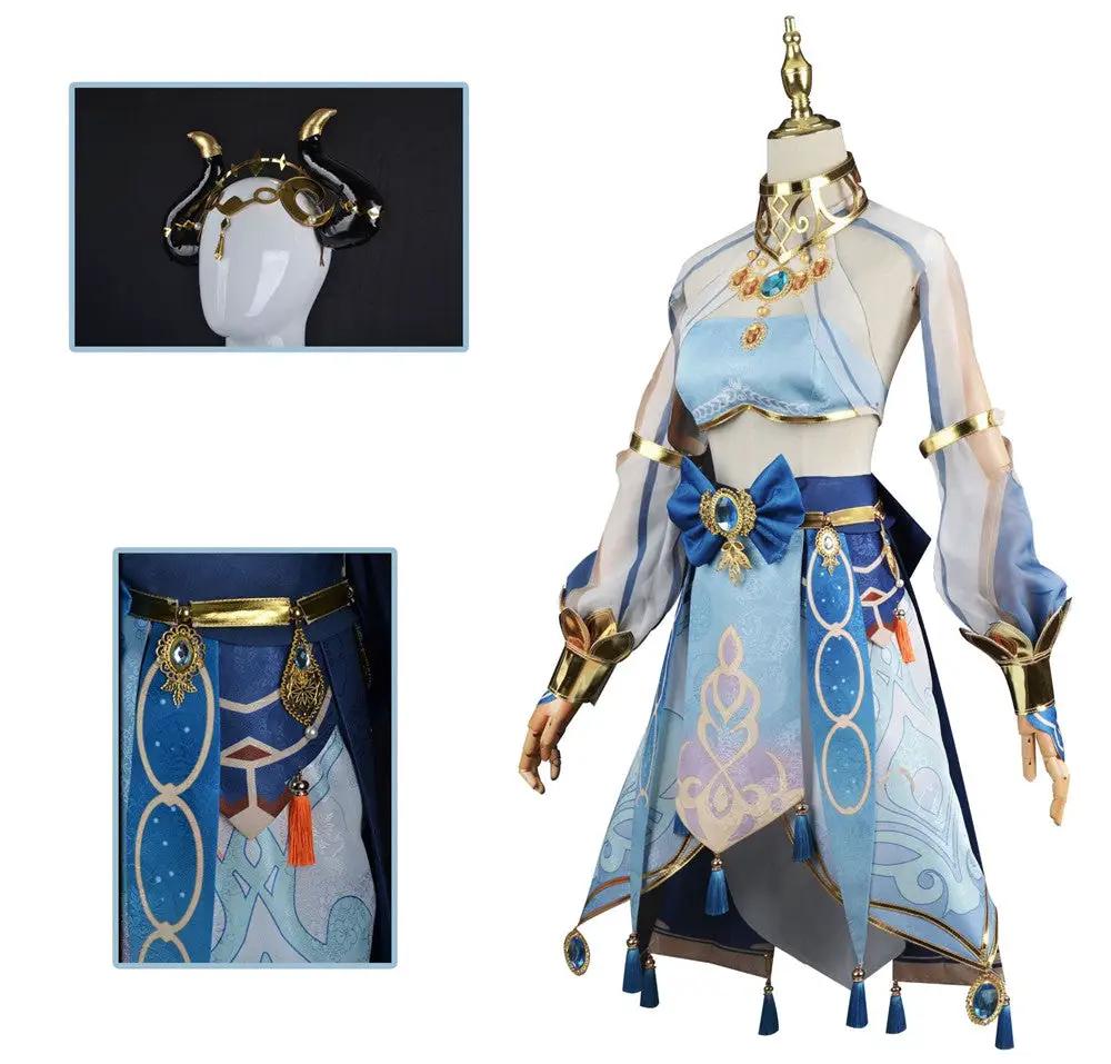 Yuanshen game cos suit Nilu cosplay blue costume female Western dancer suit full set of cosplay by eprolo