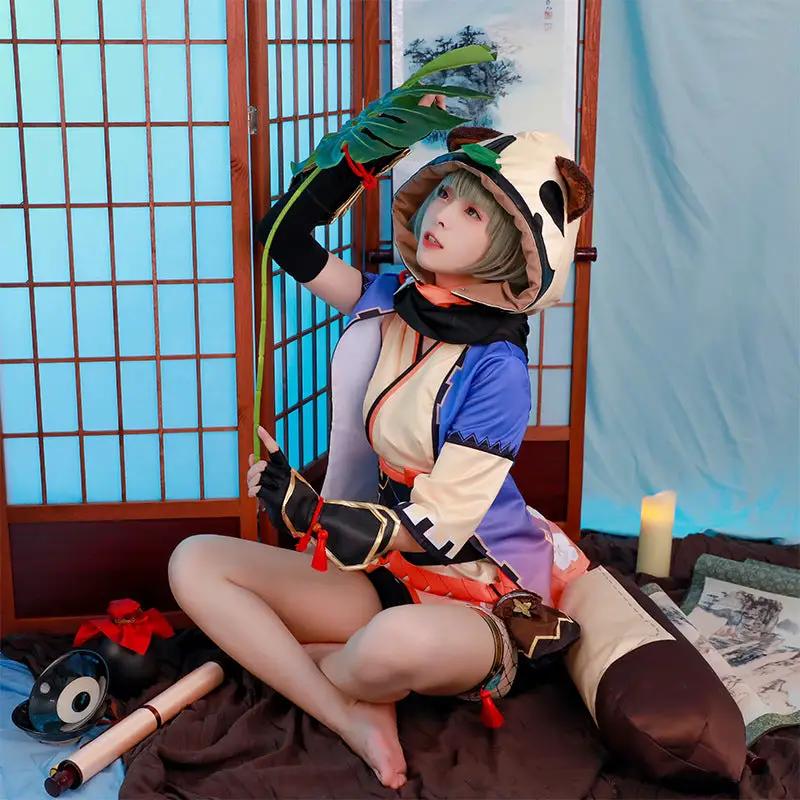 Genshin Impact Naolizhiracoon dog early pomelo cos suit tail hat accessories anime show suit game cosplay suit woman by eprolo