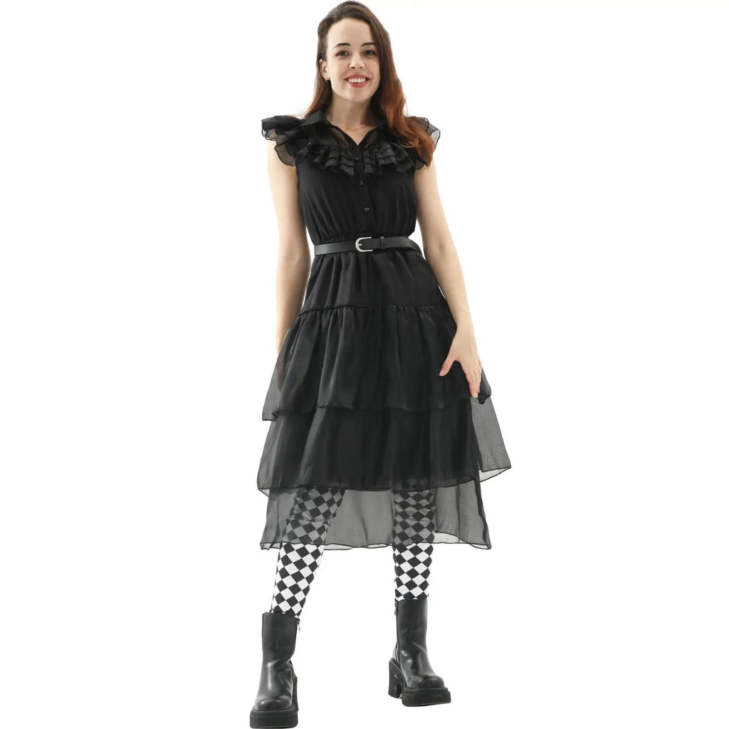 Wednesday Adams Family COS Dress Wednesday Dress Halloween Punk Dress by eprolo