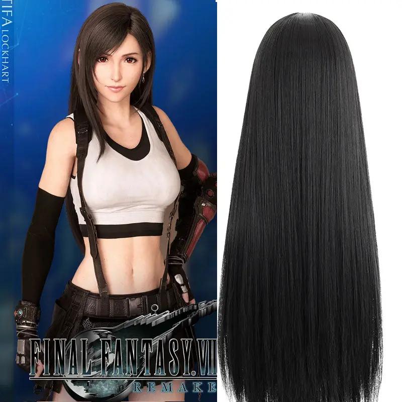 Tifa cos wig Final Fantasy 7 remake Tifa cos wig black simulation scalp cosplay fake hair game by eprolo