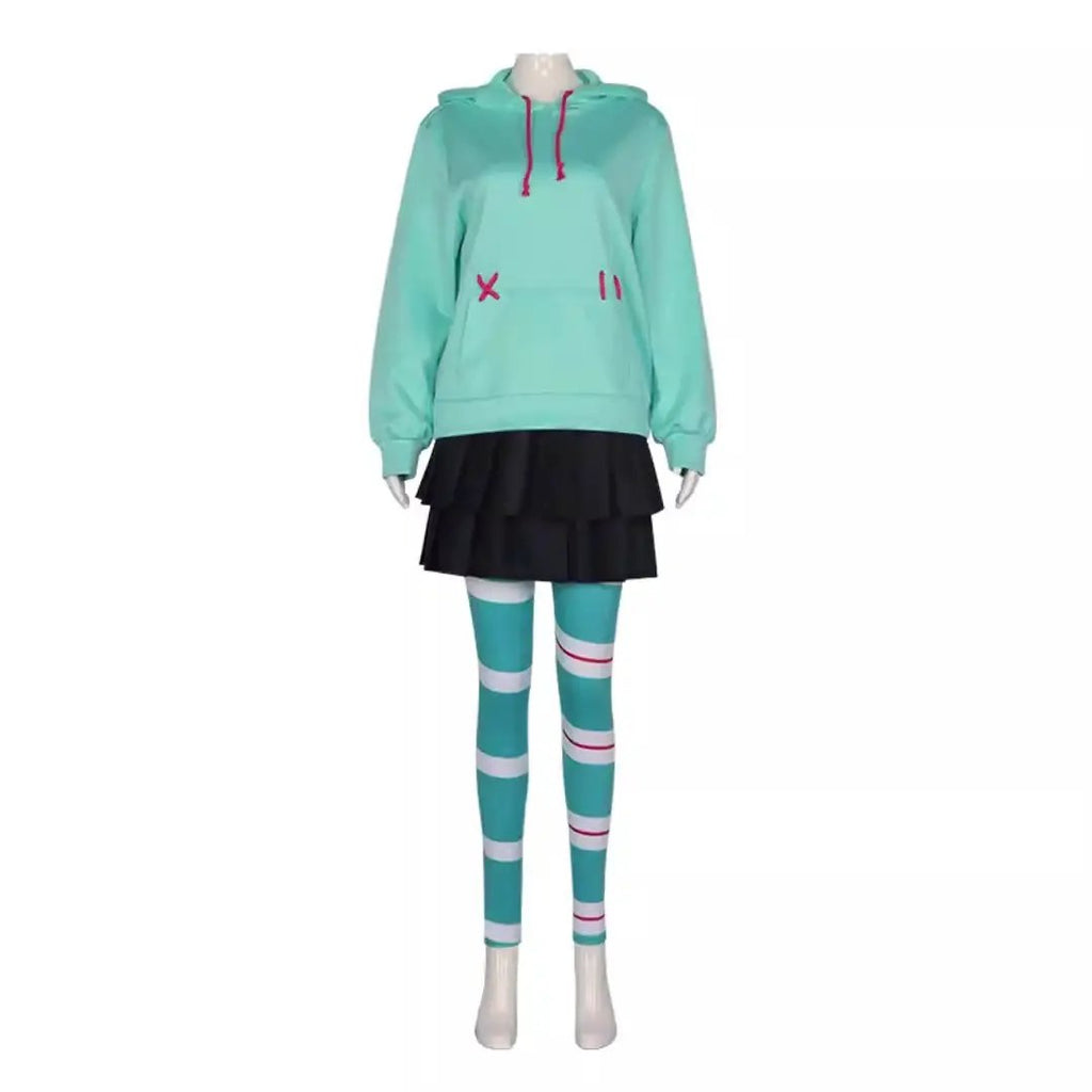 Anime Vanellope von Cos Schweetz Cosplay Costume Wreck It Cos Ralph Suit Pants Halloween Outfits Clothes for Women Men Party by eprolo
