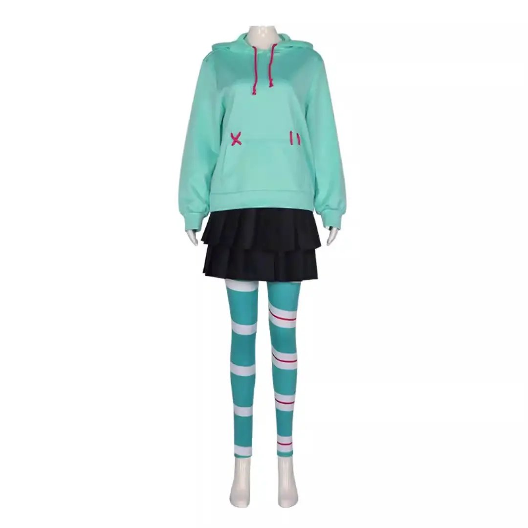 Anime Vanellope von Cos Schweetz Cosplay Costume Wreck It Cos Ralph Suit Pants Halloween Outfits Clothes for Women Men Party by eprolo