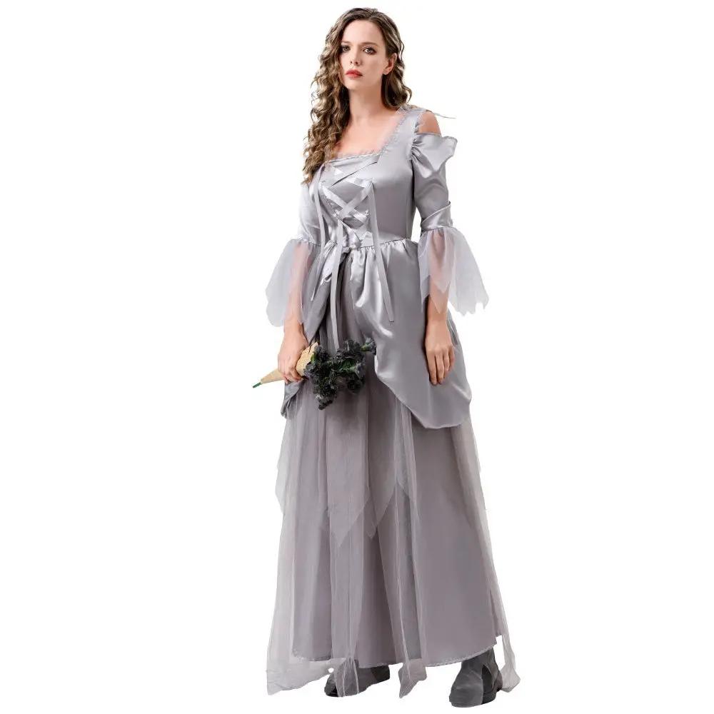Lady Halloween Cos Ghost Bride Gray Dress Costume Party Role Play Stage Performance Outfit by eprolo