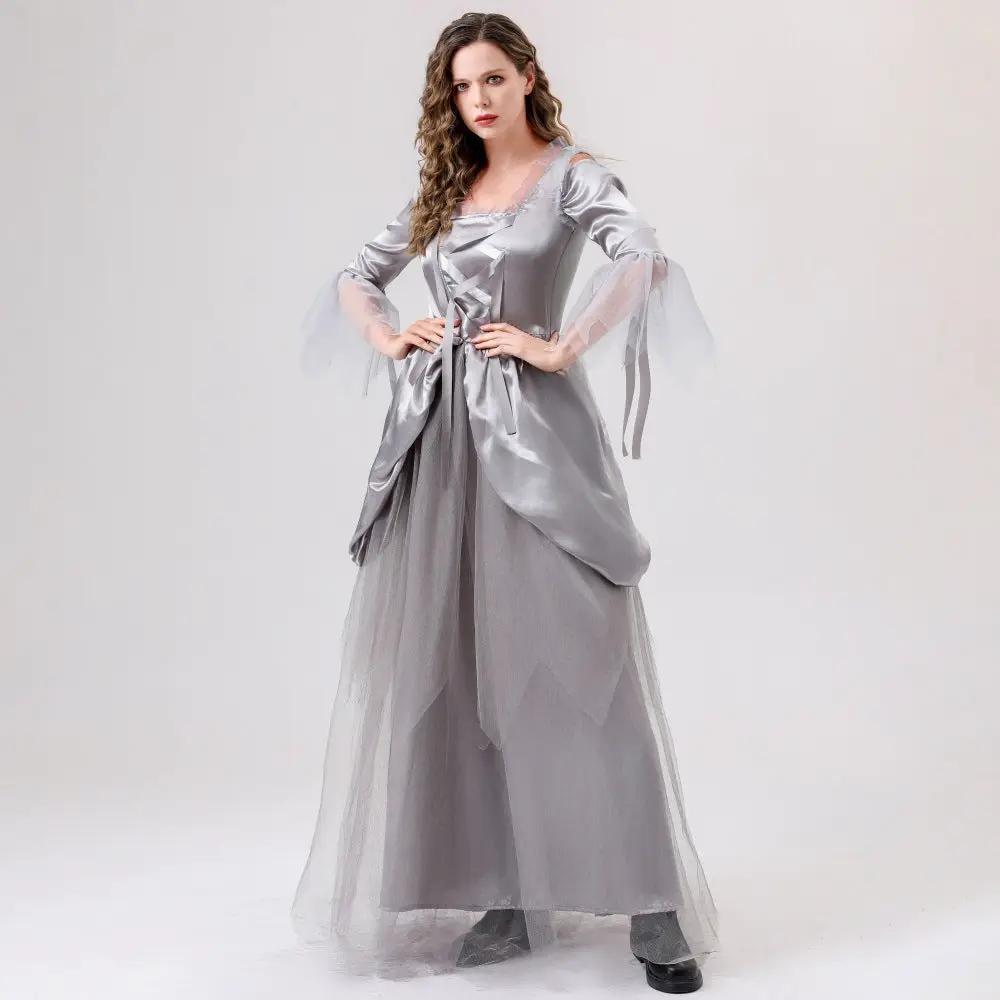 Lady Halloween Cos Ghost Bride Gray Dress Costume Party Role Play Stage Performance Outfit by eprolo