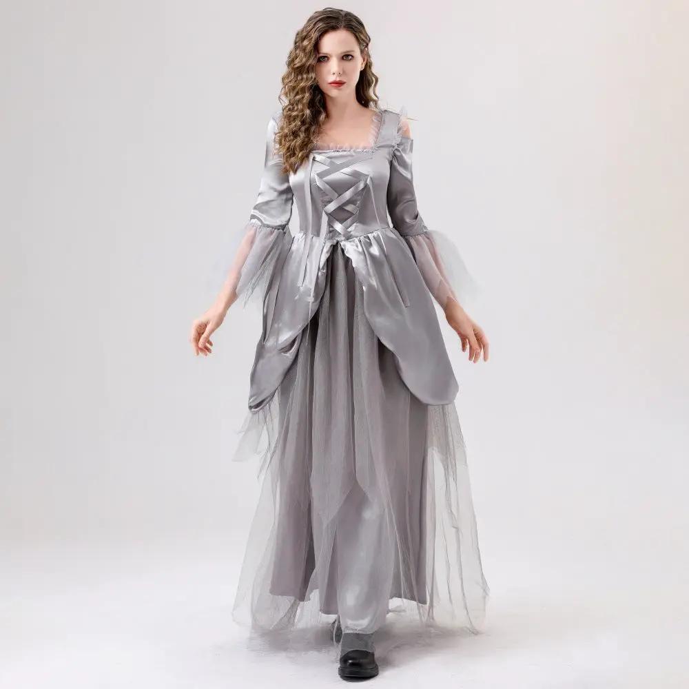 Lady Halloween Cos Ghost Bride Gray Dress Costume Party Role Play Stage Performance Outfit by eprolo