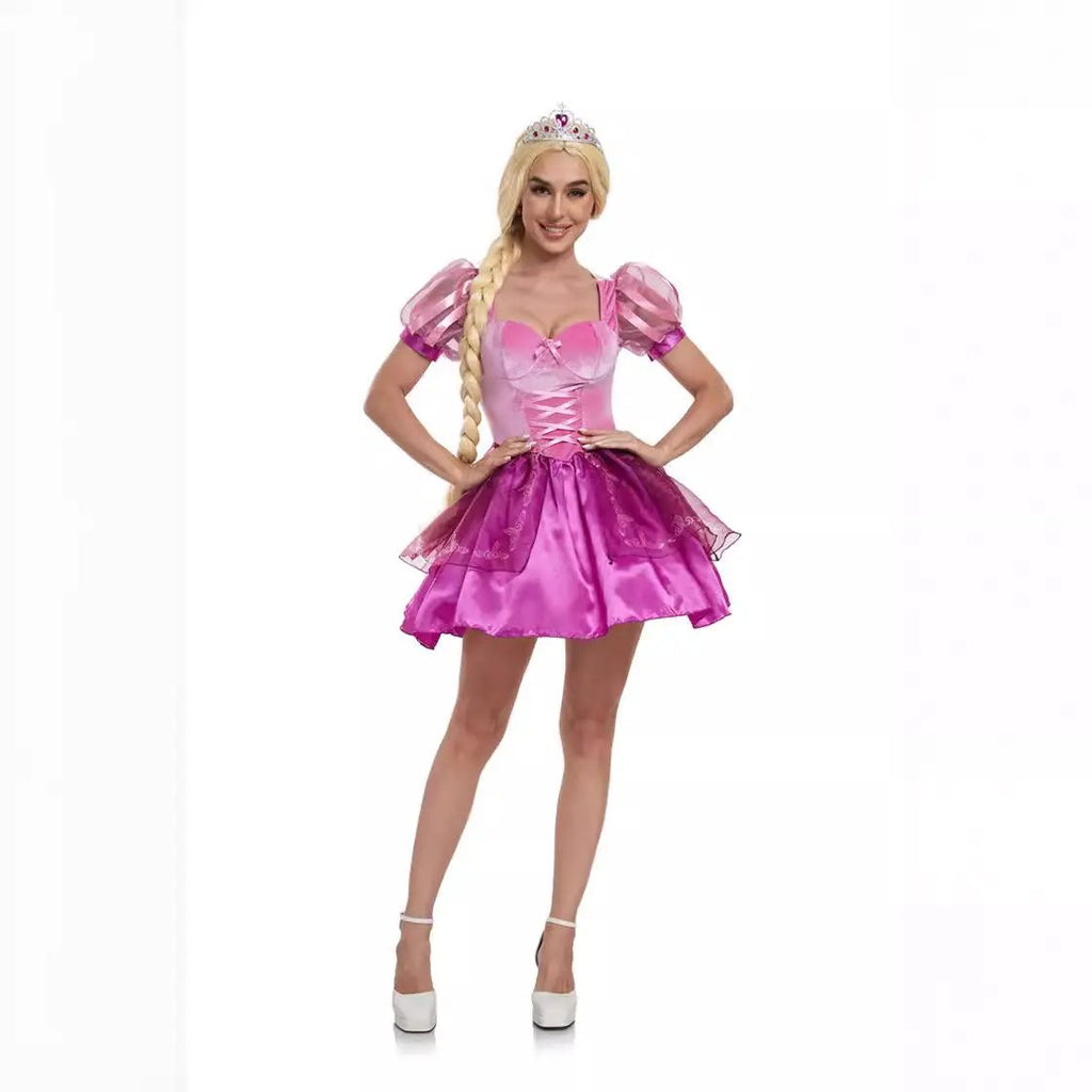 Halloween Long Haired Princess COS Dress with Magical Romance Purple Short Skirt by eprolo