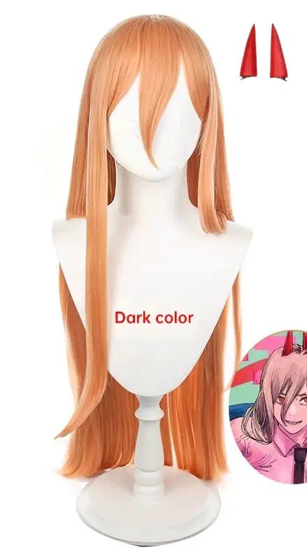 Chainsaw Man Power Dali Milk Orange Long Hair Cosplay Wig Headpiece by eprolo