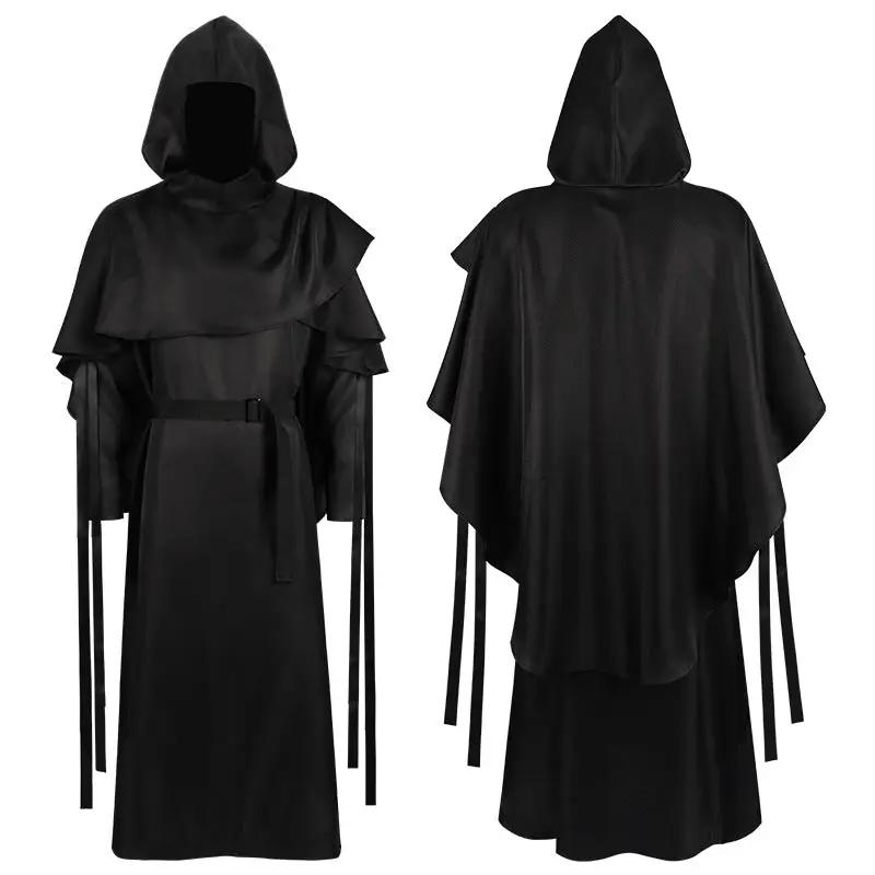 Halloween Grim Reaper Costume Medieval Priest Robe Monk Pastor Outfit Pastor Set COS by eprolo