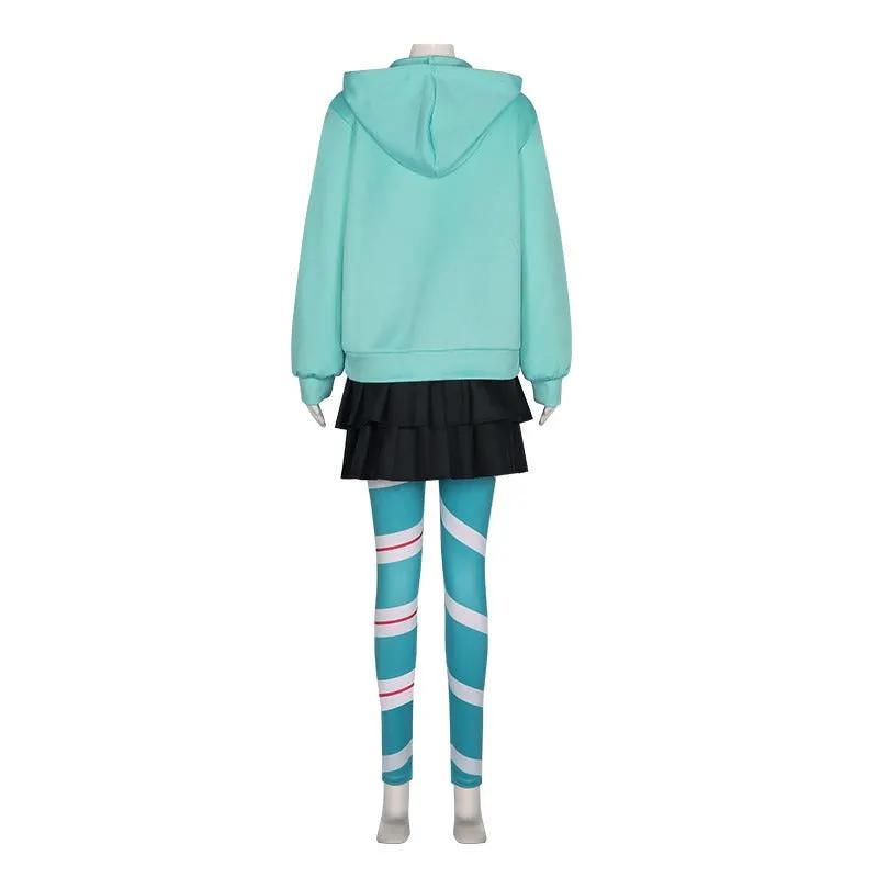Anime Vanellope von Cos Schweetz Cosplay Costume Wreck It Cos Ralph Suit Pants Halloween Outfits Clothes for Women Men Party by eprolo